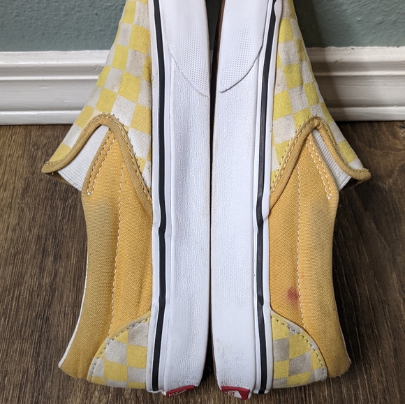 Vans yellow white checkered skate shoes EUC 6 - Picture 9 of 10